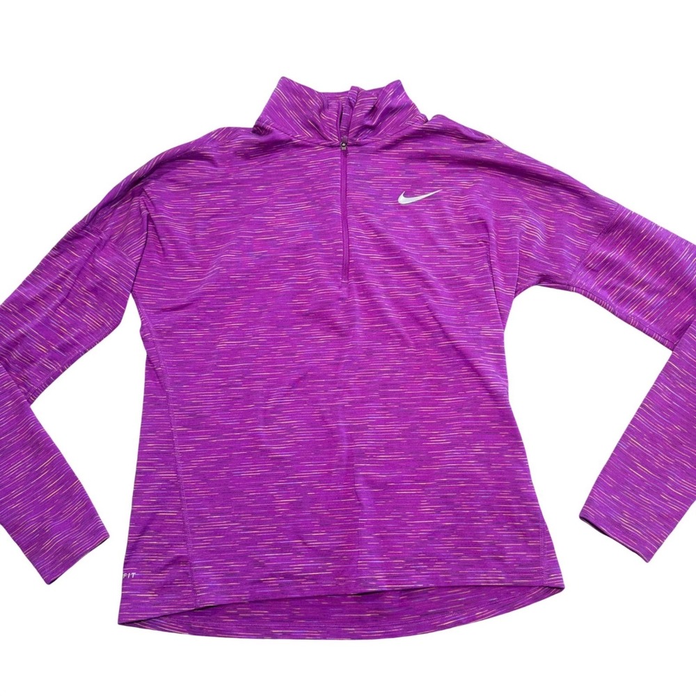 Nike Running Dri Fit Quarter Zip Pullover Womens Small Purple Space Dye Sporty